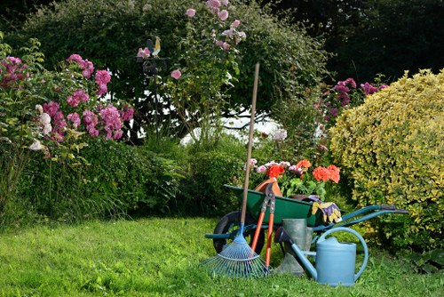 Beautiful landscaped garden in Harrow with vibrant flowers and greenery