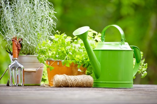 Modern outdoor living space with sustainable landscaping elements in Harrow